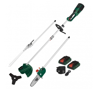  Webb 40V (2 X 20V) Cordless Brushless Multi-Tool With 2 x 20v 4ah Batteries & Charger (Includes Pole Saw, Hedge Trimmer, Line Trimmer & BC Blade) (NEW)
